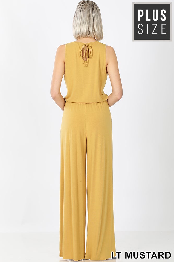 LIGHT ROSE SLEEVELESS JUMPSUIT WITH POCKETS
